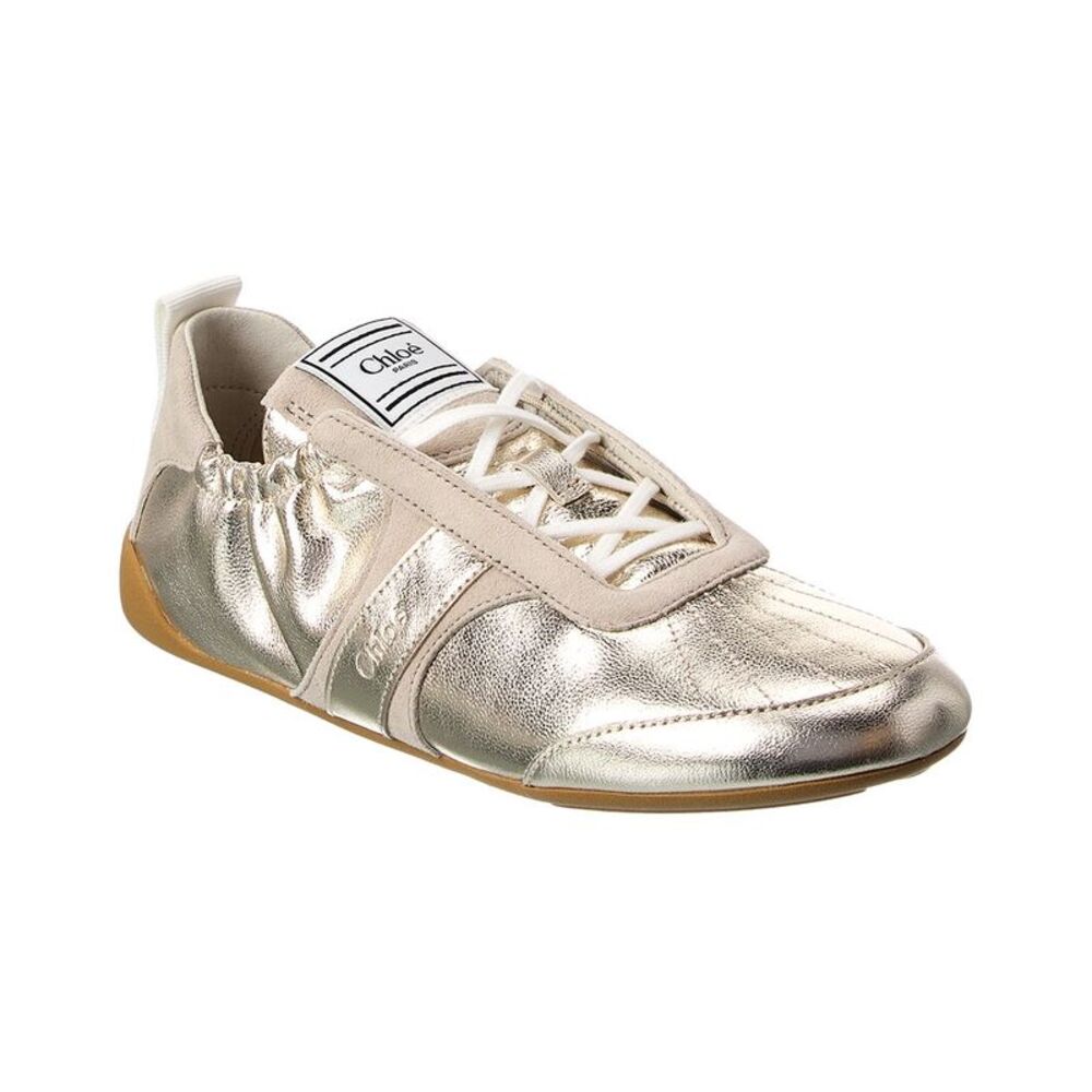 Chloé Kick Leather Sneaker, Gold